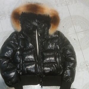 Scotch Bonnet Black Puffer Jacket with Real Fur Trim